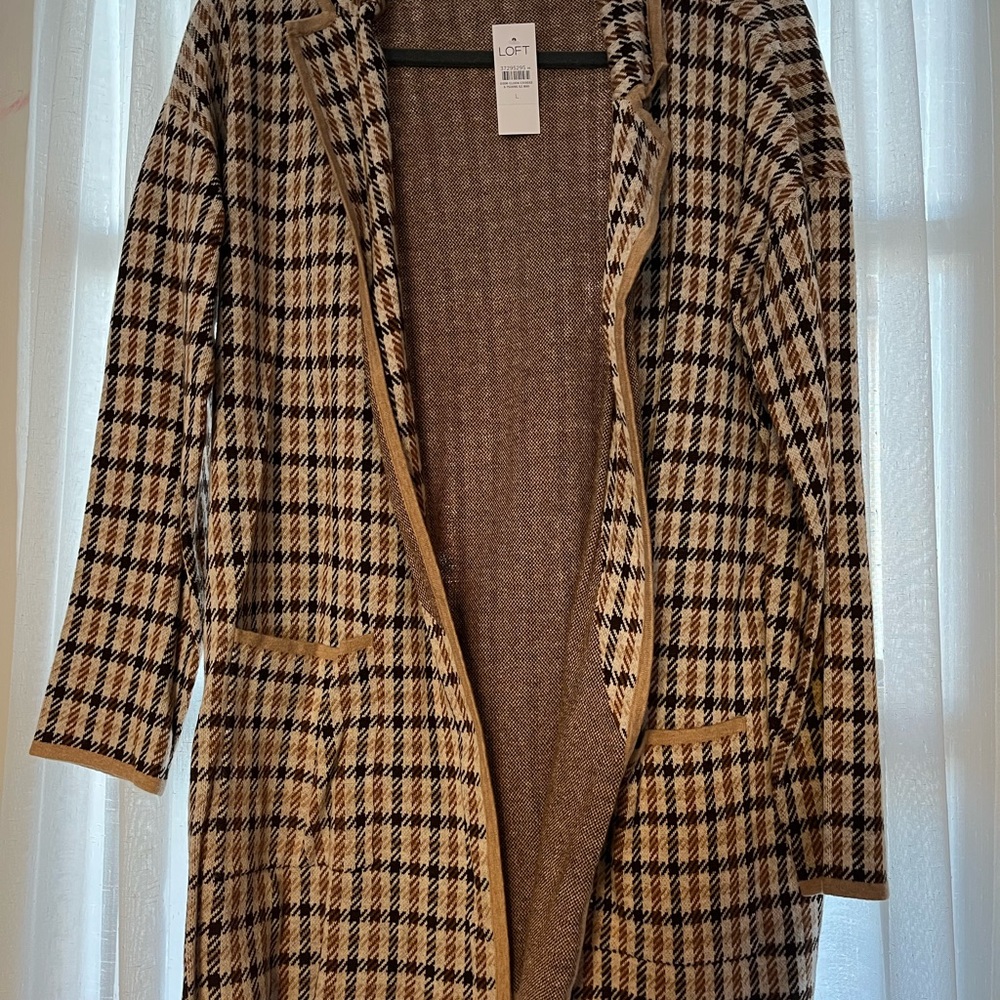 LOFT Brown and Black Patterned Coat